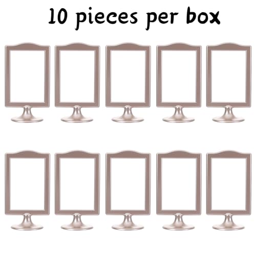 Meonua Double Sided Standing Picture Frames 4 x 6 Inch Pedestal Photo Frame Plastic Self Standing Frame Holds 2 Pictures Tabletop Frame for Wedding Table Bridal (10 Pack,Champagne Gold) - color: gold