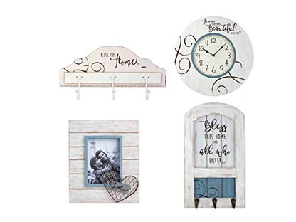 Precious Moments Farmhouse Decor Bless This Home Wood/Metal Wall Plaque with Three Hooks 189915, Cream, One Size - style: Bless This Home Wall Hook