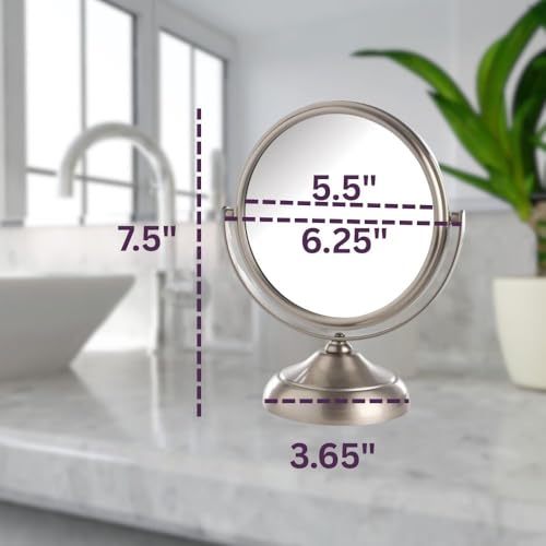 Jerdon 5.5" Tabletop Makeup Mirror - 5X Magnification - Nickel - MC247N - color: Nickel
