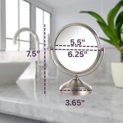 Jerdon 5.5" Tabletop Makeup Mirror - 5X Magnification - Nickel - MC247N - color: Nickel