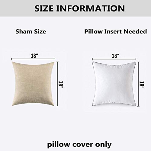 Kevin Textile Textural Faux Linen Throw Pillow Covers Shams for Couch, Farmhouse Cushion Case Invisible Zipper, 18 x 18-Inch (2 Pcs, Cream Beige) - color: Cream Beige, size: 18" x 18" (Pack of 2)