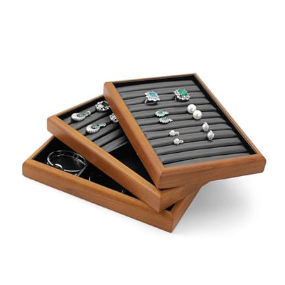 Oirlv Black Wood Jewelry Tray 6-Compartment - color: Black, size: 6 grid