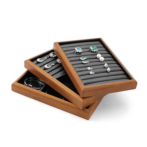 Oirlv Black Wood Jewelry Ring Display Tray - color: Black, size: 5 slot