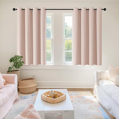 ChrisDowa Pink Blackout Curtains 45 Inches Long 2 Panels for Bedroom - color: Pink, size: 52"W x 45"L (Pack of 2)