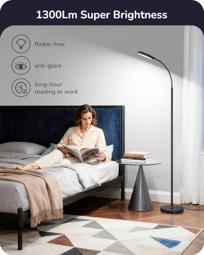 EDISHINE 18W LED Floor Lamp for Living Room, Diamond-Surface, Black - color: RGBCW