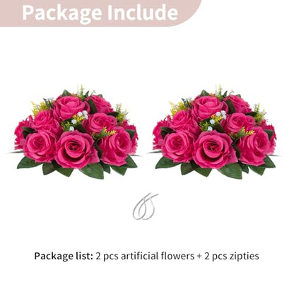 NUPTIO Flower Ball for Table Centerpieces: Hot Pink Artificial Rose - color: Hot Pink, size: 2 Pcs