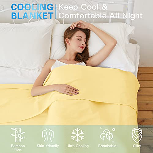 AmyHomie Cooling Blanket Queen Size 90"x90", 100% Rayon Derived from Bamboo - color: Light Yellow, size: Queen (90"x90")