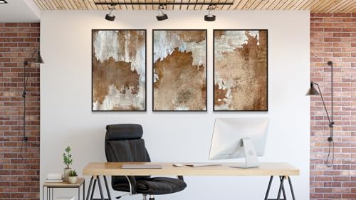 Large Framed Canvas Wall Art, Rustic Brown Abstract Prints, 20"x28"x3 - color: sepia, size: 20" X 28" X 3pcs Framed