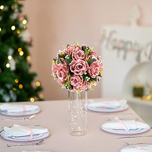 BLOSMON Flower Ball Centerpieces for Wedding: 10 Pcs Dusty Pink Fake Roses - color: Dusty Rose