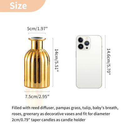 NUPTIO Gold Glass Bud Vases, Mini Vintage Bottle, 5.51" Tall, 12 Pcs - size: Style 1