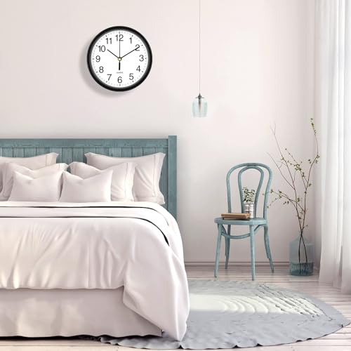 Silent Wall Clock Non Ticking, 6 Inch Wall Clocks Battery Operated, Small Analog Clock for Bedroom Home Office Kitchen Bathroom School, Easy to Read(Black) - color: Black