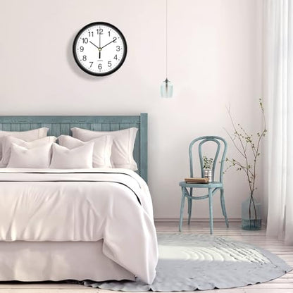 Silent Wall Clock Non Ticking, 6 Inch Wall Clocks Battery Operated, Small Analog Clock for Bedroom Home Office Kitchen Bathroom School, Easy to Read(Black) - color: Black