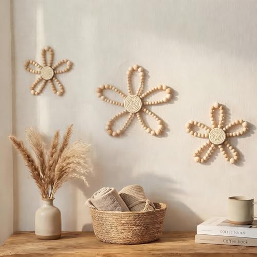 AceOrbit 3 Pcs Boho Daisy Flower Wall Decor, 6.69'', 7.87'', 9.84'' - size: 9.84'', 7.87'', 6.69', style: Wildflower