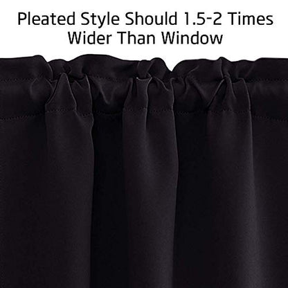NICETOWN Small RV Camper Window Curtains, Thermal Insulated Rod Pocket Privacy Curtain Tiers Soild Room Darkening Shades for Kitchen Cabinet Cupboard Closet Halloween, Black, W34 x L30 inches, 1 Pair - color: Black, size: 34"W x 30"L (Pack of 2)