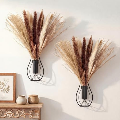 Otoolling Boho Wall Decor Set of 2, Black, Pampas - color: Black, style: Pampas