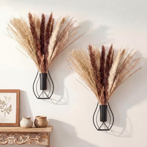 Otoolling Boho Wall Decor Set of 2, Black, Pampas - color: Black, style: Pampas