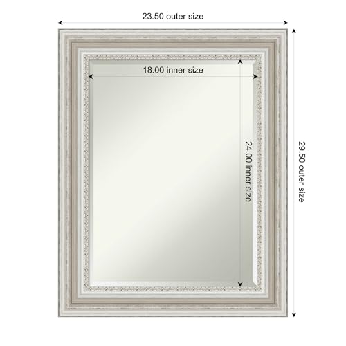 Amanti Art 오버 싱크대용 실버 욕실 거울, 76.2 x 61cm(30 x 24인치) 팔러 실버 직사각형 화장대 거울, 중간 전통 프레임, 수평 및 수직으로 걸 수 있음, 욕실 벽 장식, 경사진 가장자리 - color: 팔러 실버 V1, size: 30"L x 24"W