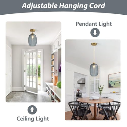 KCO Lighting Smoked Glass Globe Pendant Light Antique Gold Pendant Lights Nordic Blown Glass Pendant Light Single Hanging Light Fixture Mid Century Modern Entry Lighting - color: 15cm-Smoke Gray