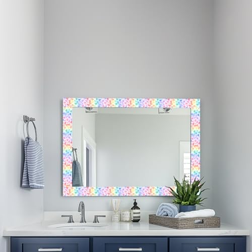 HOMETITUTE Peel and Stick Wallpaper Border 4x196in Rainbow Heart Pattern - color: Rainbow