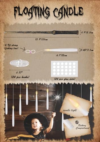 GenSwin Flameless Floating Candles Wand Halloween Decorations White 22pcs - color: 22-White Floating