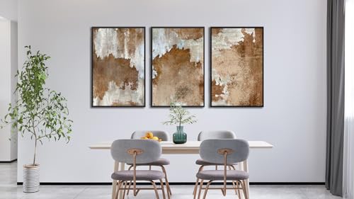 Large Framed Canvas Wall Art, Rustic Brown Abstract Prints, 20"x28"x3 - color: sepia, size: 20" X 28" X 3pcs Framed