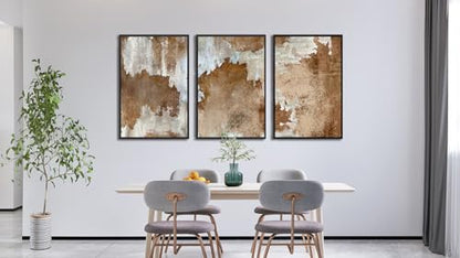 Large Framed Canvas Wall Art, Rustic Brown Abstract Prints, 20"x28"x3 - color: sepia, size: 20" X 28" X 3pcs Framed