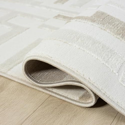 Abani Beige Area Rug - 6' x 9' - Living Room & Bedroom - Geometric Maze Design - Indoor Use - Easy to Clean, Stain Resistant, Non-Shedding - Neutral Collection - size: 6' x 9' (Rectangular)