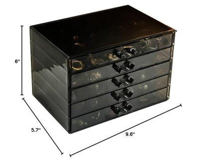 YUFONG Earring Storage Box Organizer 5 Drawers with 120 Small Compartments - color: Clear Black