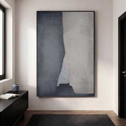 Extra Large Framed Blue Abstract Wall Art for Living Room, Vertical 40x60 - color: Grey and Beige, size: 60"L x 40"W