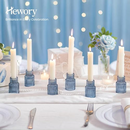 Hewory Glass Candlestick Holders Bulk, 20 PCS Blue Taper Candle Holders - color: Blue, size: 20PCS