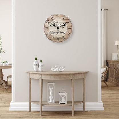 Westclox Wall Clock, 11-Inch Round Analog Clock with Inspirational Dial, Battery Powered, Quartz Movement, Farmhouse Rustic Decor for Living Room, Kitchen, Bedroom (Family is Everything, 11-Inch) - style: Farmhouse