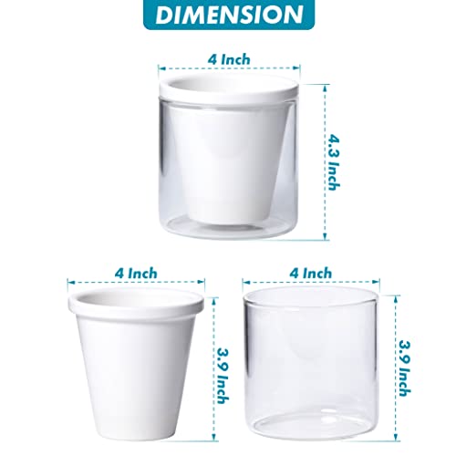 D'vine Dev Self-Watering White Terracotta Planter Pot, 4 in, 37-X-A-2 - color: White, size: 4 Inch