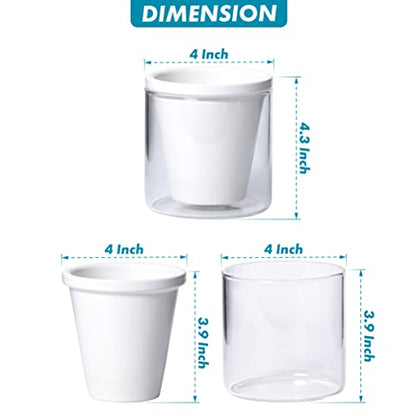D'vine Dev Self-Watering White Terracotta Planter Pot, 4 in, 37-X-A-2 - color: White, size: 4 Inch