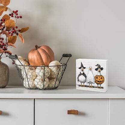 Witch Ghost Silly Goose Halloween Wood Decor Sign - color: Goose