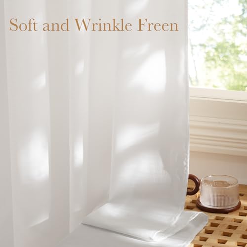 NICETOWN Non See Through White Privacy Sheer Curtains 84 inches Long - color: White, size: 52"W x 84"L (Pack of 2)