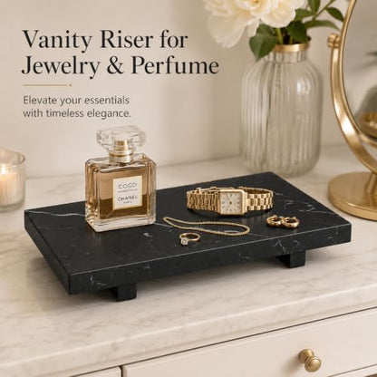 Black Marble Large Pedestal Tray for 13.8 in - color: Black Marble-13.8 in