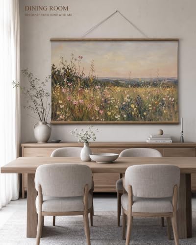 ARPEOTCY Extra Large Framed Wall Art, Wildflower Meadow Art Print, 36x54In - color: Wildflower Meadow