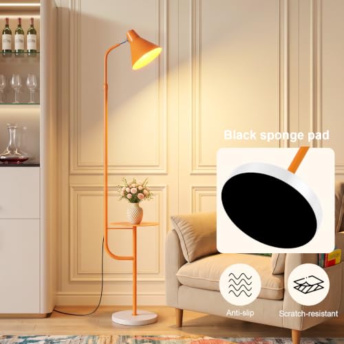 Yellow Floor Lamp with Shelf, Dimmable LED Reading Standing Lamp - color: Yellow