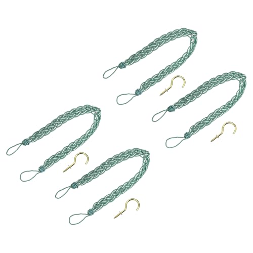 uxcell 4Pcs Curtain Tiebacks, 58cm/23 Braided Drapery Holdback Holder Decorative Rope Tie Back, Dark Green/Mixed Silver - color: Dark Green