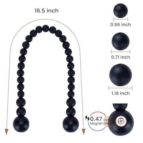 KLOGTSIND Magnetic Curtain Tiebacks, 2 Pack Wood Bead Curtain Holdbacks - color: Black