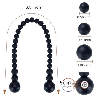 KLOGTSIND Magnetic Curtain Tiebacks, 2 Pack Wood Bead Curtain Holdbacks - color: Black