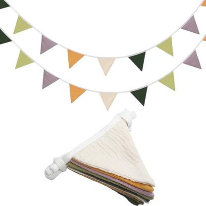 Oudain 2 Pcs Pennant Banner Flags Nursery Garland Triangle, Green Color - color: Green Color