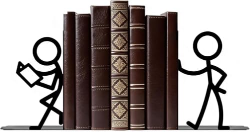 Metal Bookends Reading People Book Ends for Shelves - color: Black - 1 Pair People Reading Book