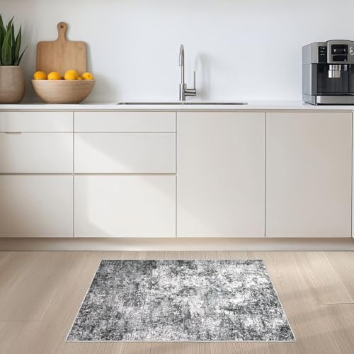 DMOYEST 2x3 Entryway Area Rug Washable Abstract Grey Small Carpet - color: Grey, size: 2' x 3' (Rectangular)