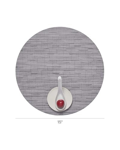 Chilewich Bamboo Placemats Set of 4, Round Woven Placemats - color: Fog, size: 15" Round