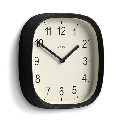 JONES CLOCKS® Sprite wall Clock | Modern Square Clock | 10" | Black - color: Black