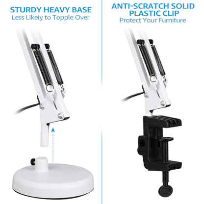 TORCHSTAR Metal Desk Lamp, Adjustable Swing Arm, E26, White (Pack of 2) - color: White, size: 1 Unit (Pack of 2)