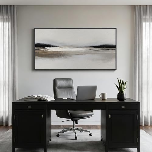 Large Framed Black and White Abstract Wall Art for Living Room, 30x60 In - color: Black & White A, size: 60"L x 30"W