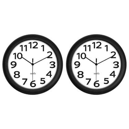 HIPPIH 10 Inch Wall Clock, 2Pack Silent Non Ticking Battery Operated Clocks - color: With Black Second Hand, size: 10 inches