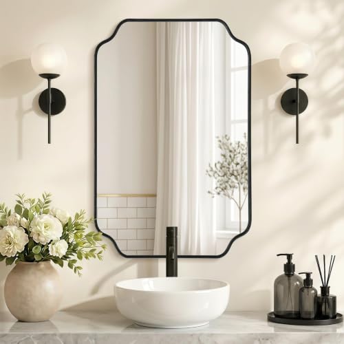 Besdomus Black Modern Bathroom Mirror: 24"x36" Minimalist Vanity Mirrors - color: Black, size: 36"L x 24"W